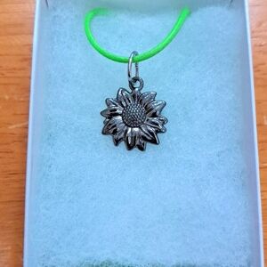 Gunmetal Silver Sunflower Necklace